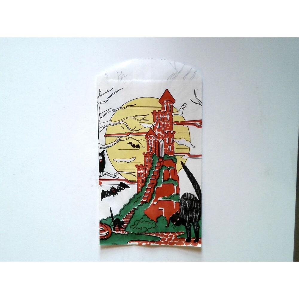Betta Toy Halloween Treat Bag Haunted Castle Black Cat Vintage Ephemera